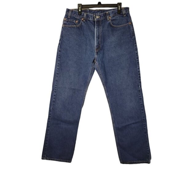 Levis 505 Men's 38 Medium Wash Relaxed Fit Straight Leg High Rise Cotton Jeans - Picture 1 of 13
